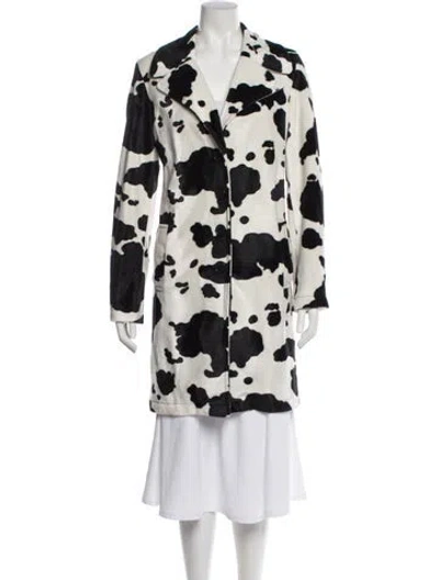 Pre-owned Betsey Johnson Printed Trench Coat In Black