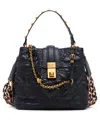 Betsey Johnson Quilted Small Bucket Bag In Black