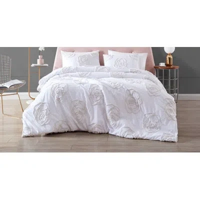 Betsey Johnson Rambling Rose Cotton Ivory Duvet Cover Set In White