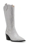 Betsey Johnson Randy Embellished Western Boot In Silver