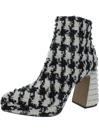 Betsey Johnson Raylan Womens Tweed Metallic Ankle Boots In Black