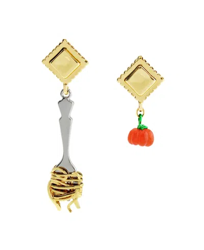 Betsey Johnson Red Girl Dinner Pasta Tomato Drop Earrings In Multi