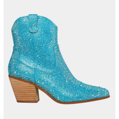 Betsey Johnson Rhinestone Boots In Turquoise In Blue