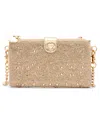 Betsey Johnson Rhinestone Wallet Crossbody Bag With Phone Pocket In Gold