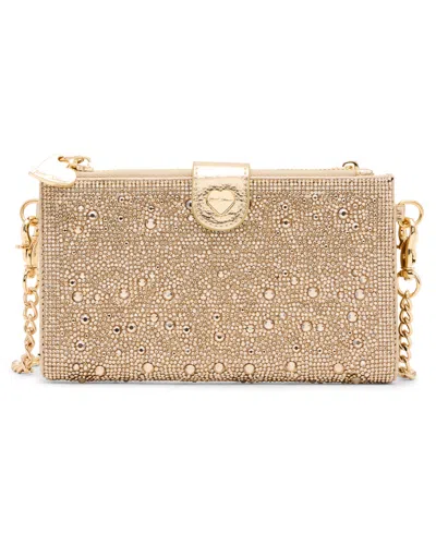 Betsey Johnson Rhinestone Wallet Crossbody Bag With Phone Pocket In Gold