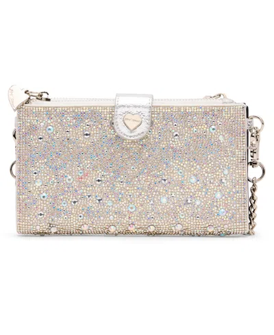 Betsey Johnson Rhinestone Wallet Crossbody Bag With Phone Pocket In Neutral
