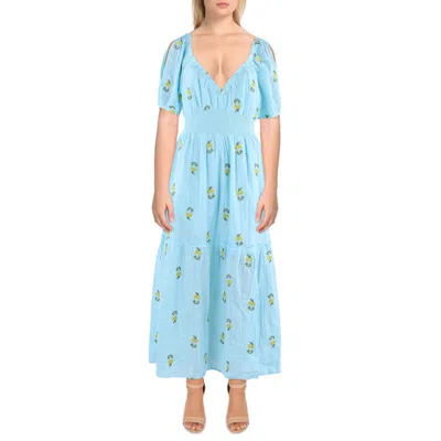 Betsey Johnson Riley Womens Embroidered Cotton Maxi Dress