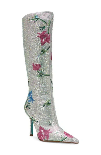 Betsey Johnson Rio Rhinestone Floral Knee High Boot In Multi