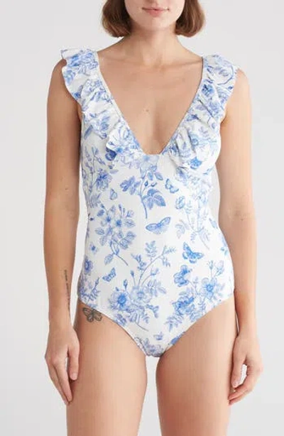 Betsey Johnson Ruffle One-piece Swimsuit In Vintage Floral