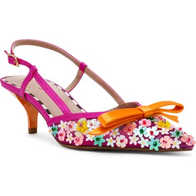 Betsey Johnson Sadyy Slingback Pointed Toe Pump In Fuchsia Multi
