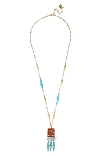 Betsey Johnson Sardines Pendant Necklace In Multi