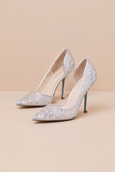 Betsey Johnson Sb-chic Silver Rhinestone Pointed-toe D'orsay Pumps