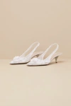 Betsey Johnson Sb-dian Ivory 3d Floral Pointed-toe Slingback Pumps In Ivory