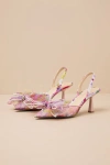 Betsey Johnson Sb-kelli Lime Multi Floral Bow Pointed-toe Pumps In Green
