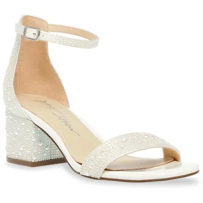Betsey Johnson Sb-mari Womens Embellished Manmade Block Heels In Pearl