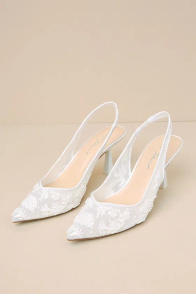 Betsey Johnson Sb-nikki Ivory Beaded Embroidered Slingback Pumps