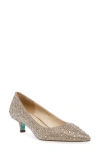 Betsey Johnson Scout Womens Shimmer Rhinestone Kitten Heels In Light Gold