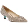 Betsey Johnson Scout Womens Shimmer Rhinestone Kitten Heels In Light Gold