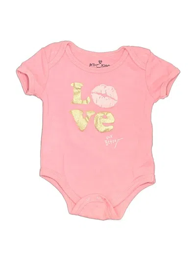Pre-owned Betsey Johnson Babies' Short Sleeve Onesie In Pink