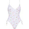 Betsey Johnson Side Tie V-neck One-piece Swimsuit In White