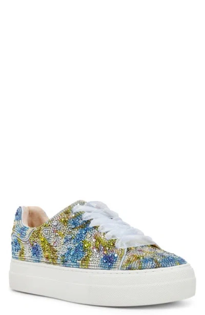 Betsey Johnson Sidny Crystal Pavé Platform Sneaker In Blue Tulip