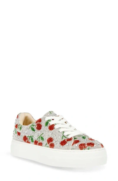 Betsey Johnson Women's Sidny Rhinestone Platform Trainers In Cherries