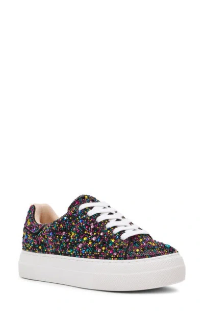 Betsey Johnson Sidny Crystal Pavé Platform Sneaker In Multi