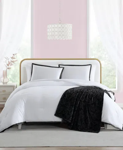 Betsey Johnson Signature Hotel 3 Piece Comforter Set, Twin In White,black