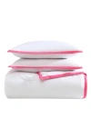 Betsey Johnson Signature Hotel Solid Comforter & Sham Set In White/pink