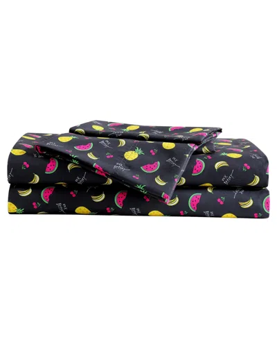 Betsey Johnson Silky Microfiber Printed 4-pc. Sheet Set, Full In Black