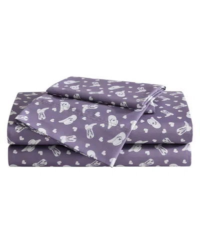 Betsey Johnson Silky Microfiber Printed 4-pc. Sheet Set, King In Gray