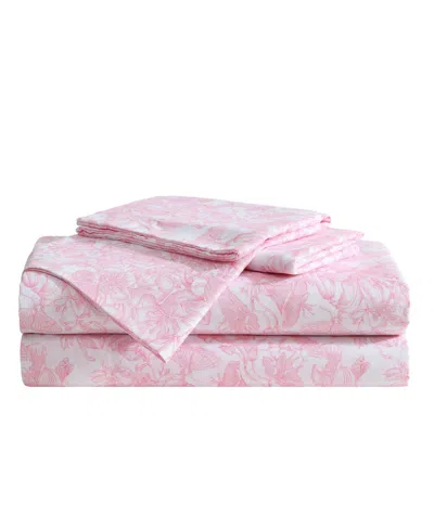 Betsey Johnson Silky Microfiber Printed 4-pc. Sheet Set, Queen In Pink