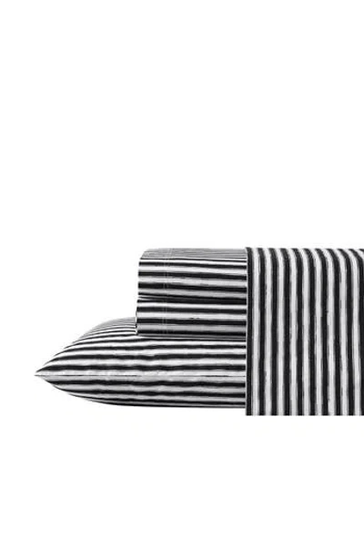 Betsey Johnson Sketchy Stripe 200 Thread Count Cotton Percale Sheet Set In White