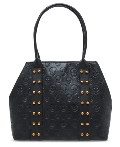 Betsey Johnson Skull Boss Trap Tote In Black