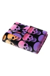 Betsey Johnson Skull Ombré Throw Blanket In Black