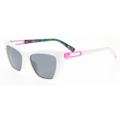 Betsey Johnson Smoke Cat Eye Ladies Sunglasses 10269710.lts Whtsmk In White