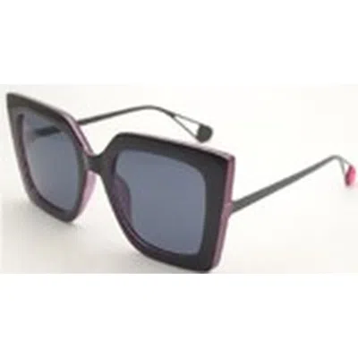 Betsey Johnson Smoke Square Ladies Sunglasses 10265028.cgr Blksmk In Black