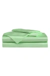 Betsey Johnson Solid Satin Sheet Set In Pastel Green