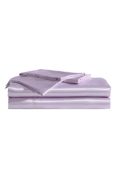 Betsey Johnson Solid Satin Sheet Set In Purple