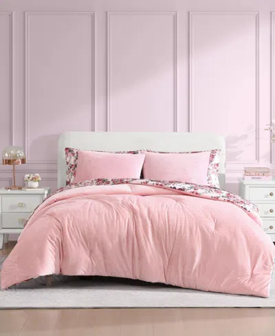 Betsey Johnson Solid Velvet 3-pc. Comforter Set, Full/queen In Sea Pink