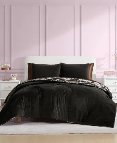 Betsey Johnson Solid Velvet 3-pc. Duvet Cover Set, King In Black