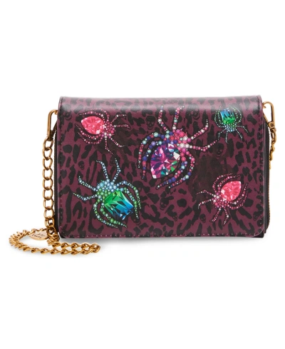 Betsey Johnson Spider Wallet Crossbody In Purple