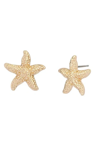 Betsey Johnson Starfish Stud Earrings In Gold