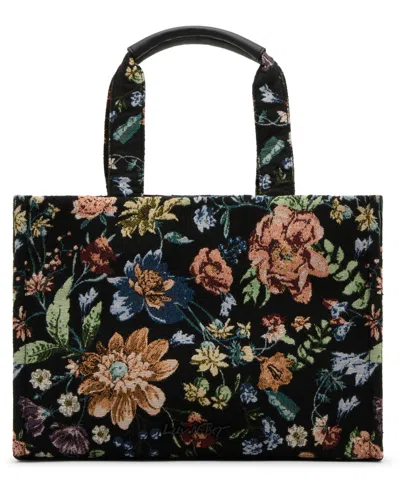 Betsey Johnson Tapestry Large Tote Handbag In Black