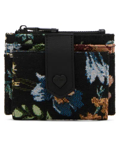 Betsey Johnson Tapestry Snap Wallet In Black Foral