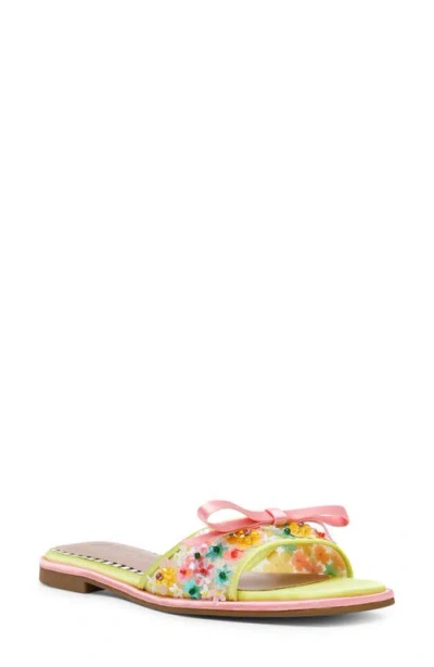 Betsey Johnson Teasse Slide Sandal In Lime Multi