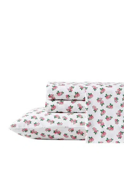 Betsey Johnson Teeny Tiny Roses 200 Thread Count Cotton Percale Sheet Set In White