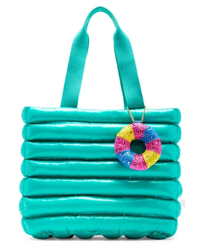 Betsey Johnson Thar She Blows Wet Nylon Tote In Turquoise