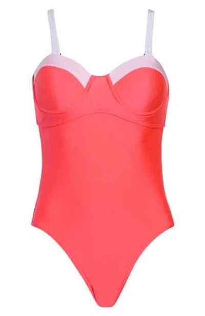 Betsey Johnson Underwire One-piece Swimsuit In Pink