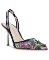 Betsey Johnson Velma Jeweled Mesh Slingback Pumps In Navy Multi